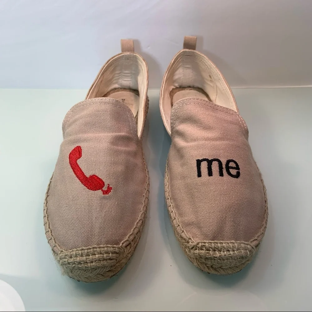 Patricia Green Canvas Embroidered Call Me Graphic Espadrilles